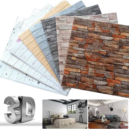 10pcs 3d Brick Wall Stickers Foam Self-adhesive Waterproof Wall Room Decor Wallpaper Diy Kitchen Home Decoration Accessories
