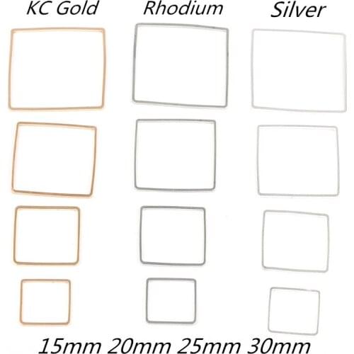 10pcs 15mm 20mm 25mm 30mm KC Gold/White K/Silver Pendant Charms Square Earrings Bracelet Making Accessories DIY Jewelry Findings