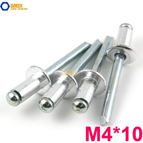 100 Pieces M4*10 Aluminum Blind Rivet Pop Rivet Dome Head Open End