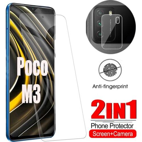 2IN1 Camera lens protective Glass and 3D tempered glass For Xiaomi Poco M 3 M2010J19CG 6.53" Screen Film Glass