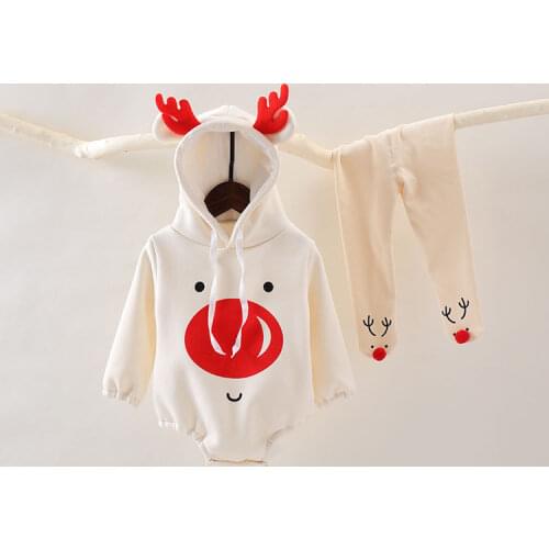 2020 New Cute baby Newborn Baby Princess Girl Clothes Long Sleeve Hoddies Deer Photo Romper Clothes Autumn Winter Wear 0-18m