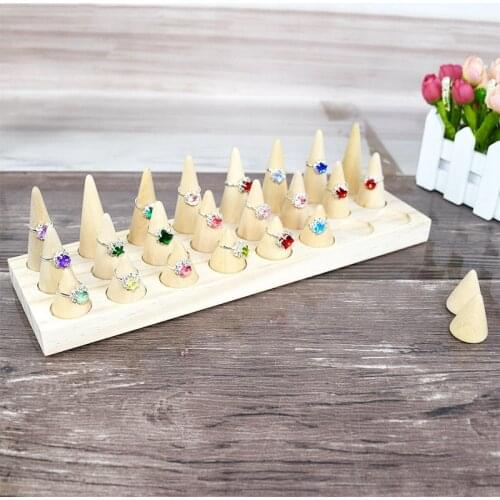24 Pcs Ring Display Stand Wooden Jewelry Ring Display Tray Counter Jewelry Display Storage Box Tray Storage