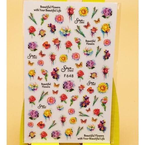 3D Nail Sticker Decals Butterfly Beautiful Flowers Nail Art Decorations Stickers Sliders Manicure Accessories Nails Decoraciones