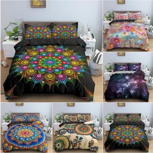 3D Bohemian Bedding Set Mandala Printed Duvet Cover Set With Pillowcase King Queen Size Microfiber Comforter Cover Home Textile