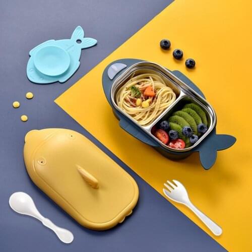4Pcs/Set 550/600ml Infant Tableware Water-filled Design Anti-scald Stainless Steel Children Cartoon Feeding Bowl Set for Toddler