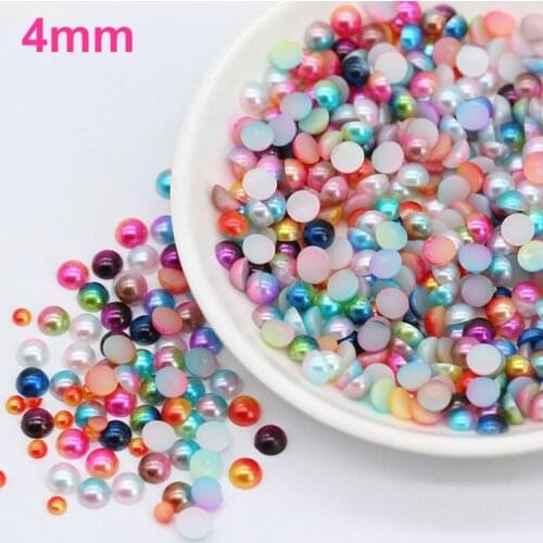 400pcs 4mm Colorful Half Round Imitation Pearls Flatback Scrapbook Beads DIY For Garment/Phone Case/Nail Making