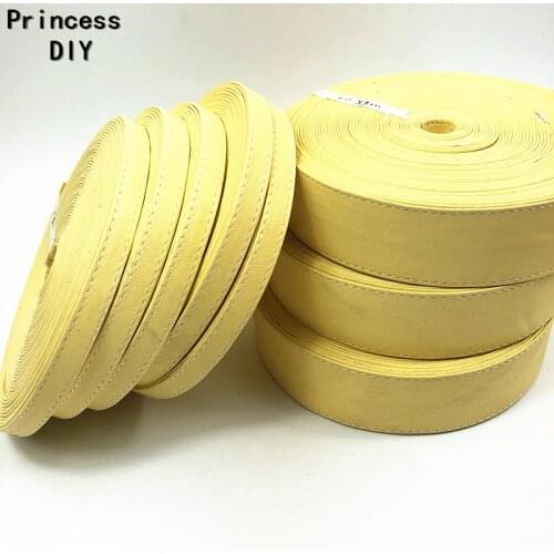5M/Lot 1cm 3cm Hand Craft Material Light Spring Yellow Ribbon Trim PU Faux Leather Ribbon Cord DIY Chocker Necklace Accessory