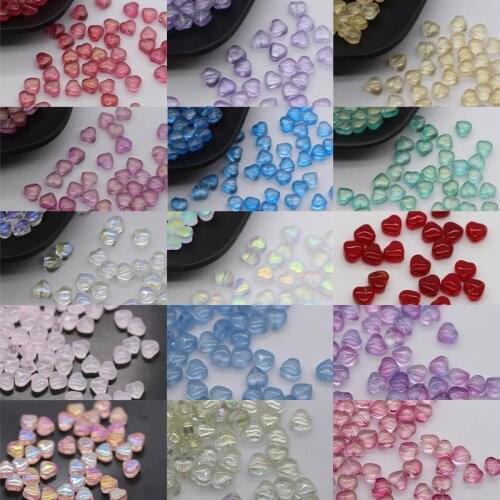 50Pcs 6mm Exquisite Love Heart Glazed Glass Loose Beads DIY Jewelry Accessories Earrings Bracelet Making Handmade Meterial