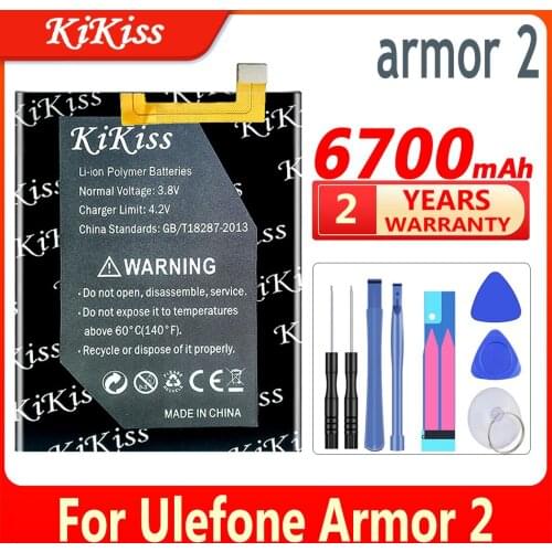6700mAh Battery For Ulefone Armor 2 Battery 5.0inch Helio P25 Battery Cell Phone Replacement Batteries + Gift Tools