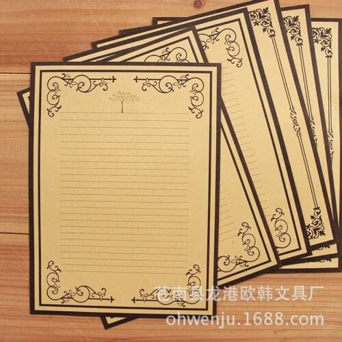 8pcs factory wholesale Korean retro kraft paper stationery custom beautiful lace Chinese letter stationery letter set