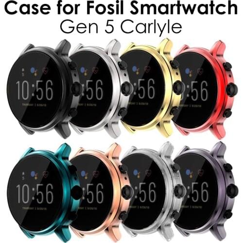 Covers Compatible for Fossil Gen 5 Carlyle Watch Cases Accessories Full Protective Cover for Carlyle Gen 5 Bumper Plated Red
