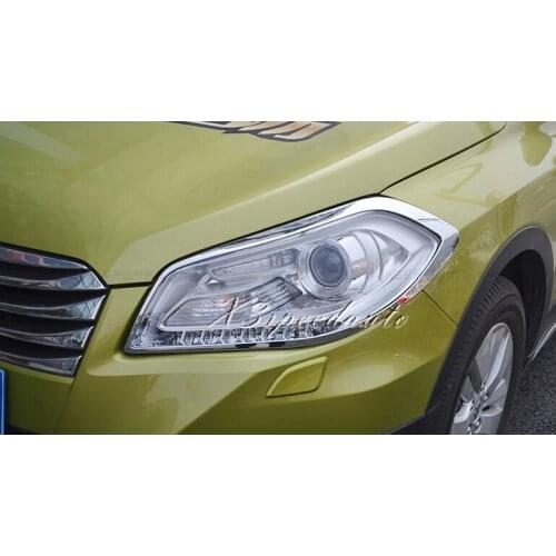 For Suzuki - S-Cross 2014-16 Front Head Light Cover Trim 2pcs Chromed Car Styling
