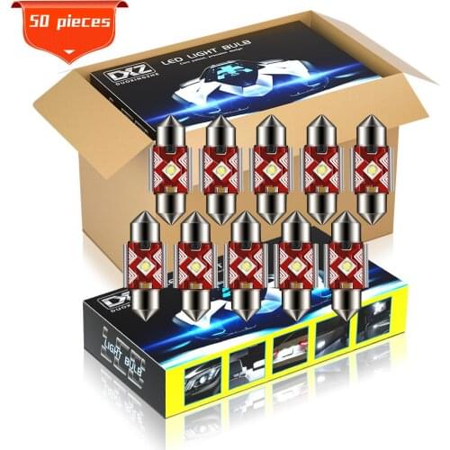 DXZ 50Pcs C5W C10W LED Bulbs Canbus Festoon-31MM 3535 NO ERROR Car Interior Dome Map Light Reading Lights 12V 3W Auto Lamp