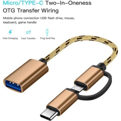 17CM 2 In 1 USB 3.0 OTG Adapter Cable Micro USB Type-C To USB 3.0 Adapter For Samsung Xiaomi Phone Charging Cable Line Dropship