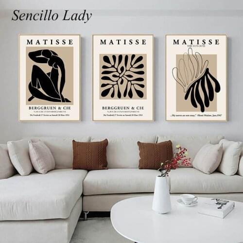 Matisse Art Abstract Canvas Painting Vintage Poster Black Beige Print Modern Simplicity Decorative Picture Living Room Decor