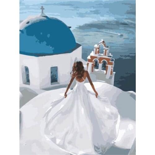 Gatyztory 60x75cm Frame DIY Painting By Numbers Figure Landscape Sea Handpainted Oil Painting Wall Decor