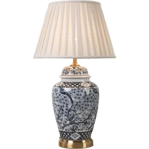 Chinese Blue And White General Ceramic Table Lamp For BedRoom Bedside Living Room Foyer Study Desk Reading Night Light TD092