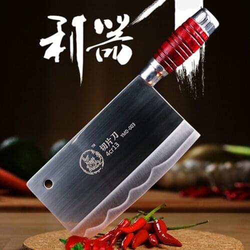 Chinese Forged Slicing Butcher Knife Handmade Kitchen Tool Chef Wide Butcher Knife Razor Sharp Meat Fish Veg Non-slip Handle