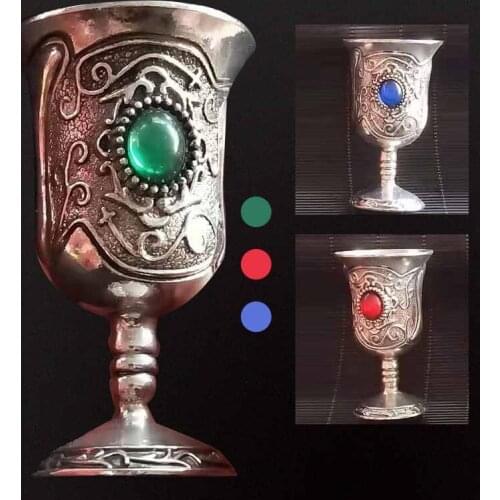 Classical Handmade Metal Wine Cup Small Goblet Household Copper Wine Glass Carving Pattern Creative Drinkware Gift For Friends