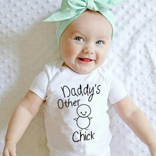 Summer Baby Girl Rompers Newborn Baby Clothes Toddler Short Sleeve Solid Cotton Body Jumpsuit Daddys Other Chick One-Pieces