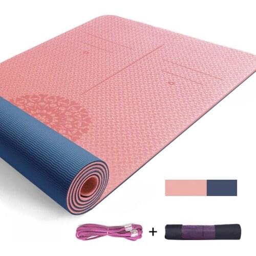 TPE Yoga Mat 6mm For Beginner Non-slip Mat Yoga Sports Exercise Pad With Position Line For Home Fitness Gymnastics Pilates Mats