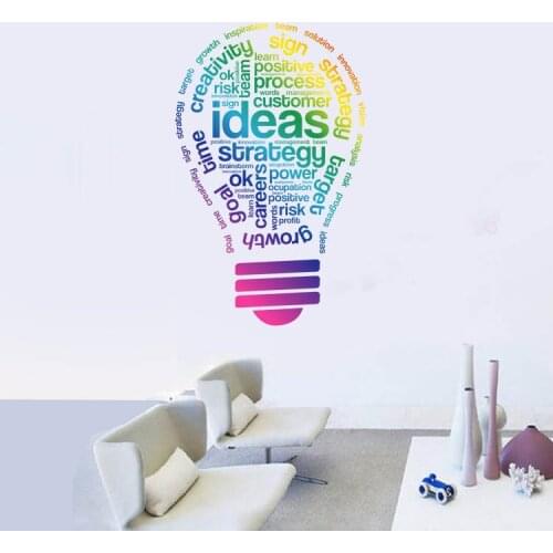 Creative Ideas Wall Stickers Colorful Bulb Patterns home decor Company Team Sticker Kids Bedroom Study Room Work Decoration
