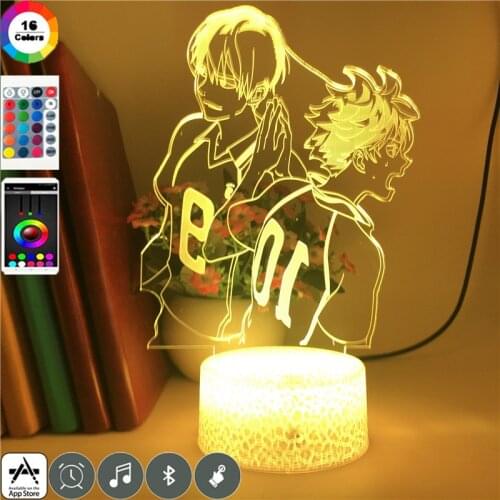 Creative 3D Night Light Color Change Nightlight Anime Table lamp Haikyuu Volleyball Boy Figure Home Decor Friends Birthday Gift