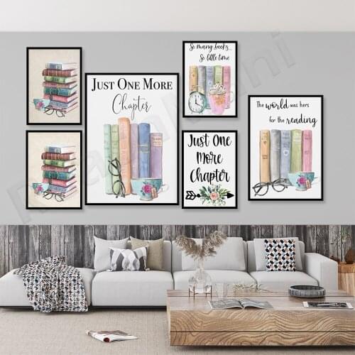 The world is her reading, bookworm gift, book and tea printing, book lover gift printing reading bookshelf decoration, office wa
