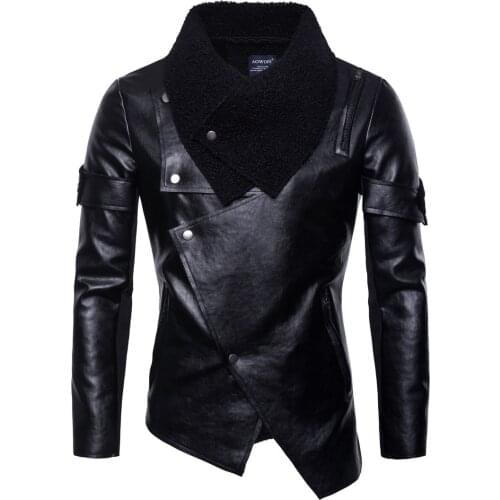 Leather Jackets Men Autumn 2019 New European Size Men Motorcycle Leather Jacket Personality Irregular Punk Coat