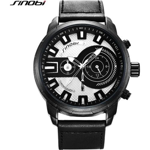 Mens Watch SINOBI Top Brand Luxury Sport Watch Men Watch Chronograph Waterproof Luminous Fashion Mens Wrist Watches Male Clock