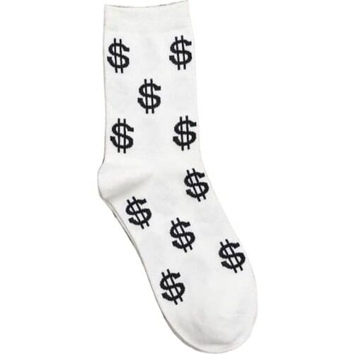 2021 New Spring Novelty Mens Long Socks Harajuku Money Dollar 3D Patterned Socks Funny Cartoon Sock Pure Cotton For Men