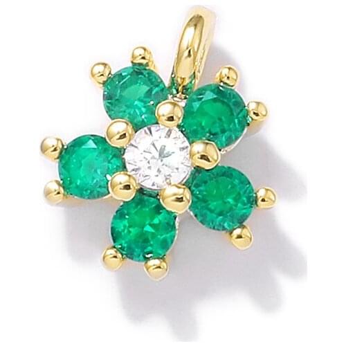 Factory wholesale Gold Color Brass and Green Zircon Round Charms Pendants Necklace and Bracelet Earring Diy Jewelry Accessories