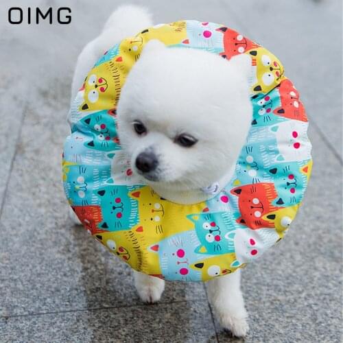 OIMG Printed Pet Elizabethan Collar Waterproof Adjustable Dog Cat E-Collar Prevent Bite Neck Ring Dog Elizabeth Circle