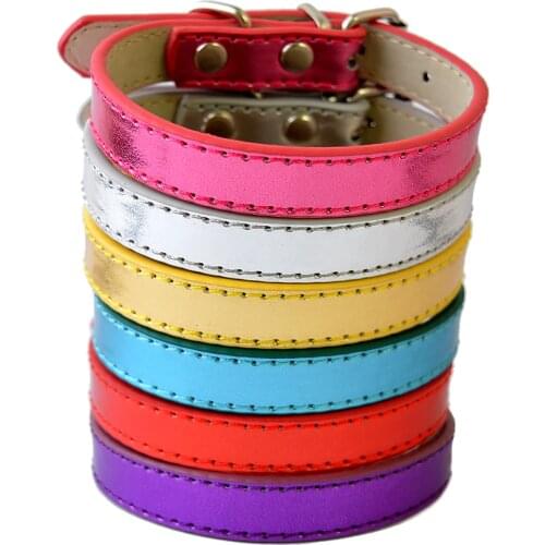 6Colors Big Sale Pu Leather Dog Collars For Small Dogs Adjustable Buckle Pet Puppy Dog Cat Collar Size XS S M