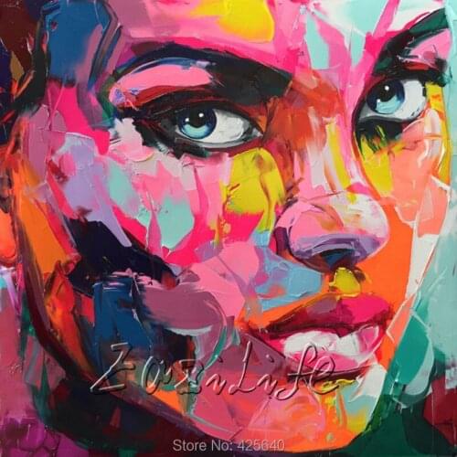 Palette knife painting portrait Palette knife Face Oil painting Impasto figure on canvas Hand ainted Francoise Nielly 16-20