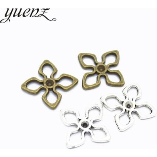 YuenZ 20pcs Charms flower Antique Silver Plated Pendants Making DIY Handmade Jewelry 15*15mm Q185