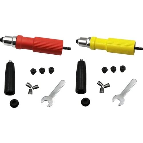 Professional Riveting Adaptor Tool Kit Alloy Steel Forged Durable Clinching Head Non-slip Rigid Plastic Handle