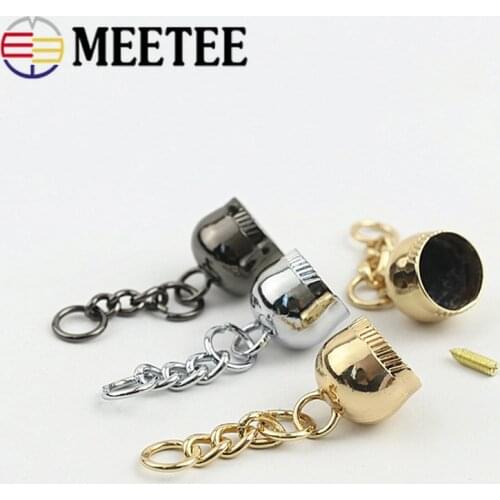Meetee 5/10pcs 13mm Bag Metal Buckles Tassel Fringe Cap Clasp Handbag Strap Stopper Cord Hooks Connector Hanger DIY Accessories