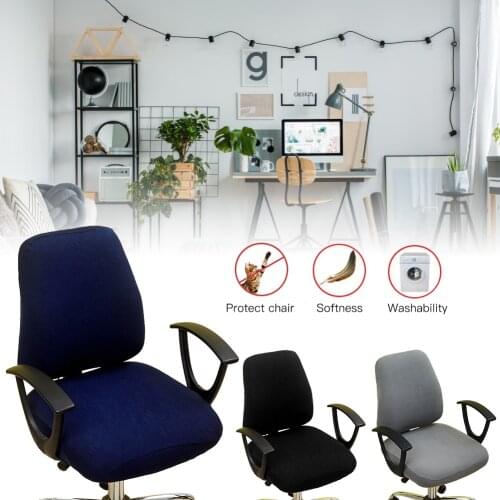 Computer Chair Cover Stretchable Split Armchair Cover Solid Color Seat Cover For Home Office Seat Chairs