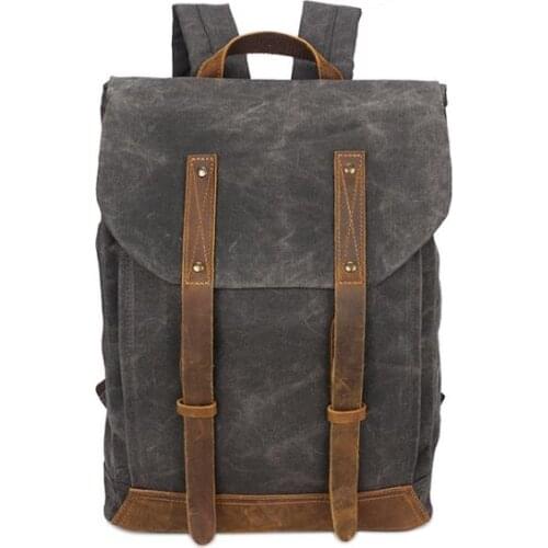 Backpack, crazy horse leather bag, vintage travel canvas bag, waterproof backpack pinepoxp bag