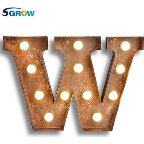 SGROW Metal Letter W Wall Lamp Light for Bedroom Living Room Art Lampara Industrial Creative Lights Logo W Iron Billboard Lamps