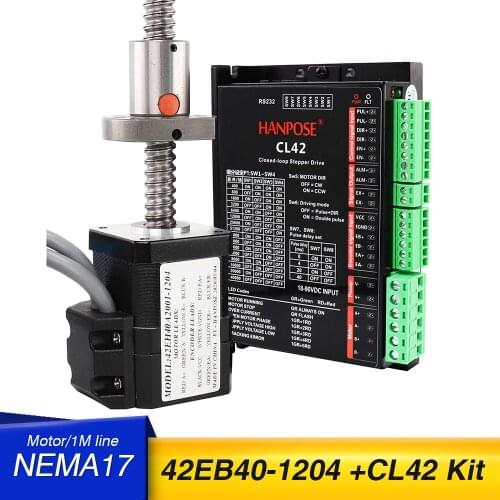 NEMA17 Closed Loop Ball screw Motor 2A 0.4N.M 42EB40A2001 SFU1204 motor L300MM with CL42 Driver for CNC milling machine