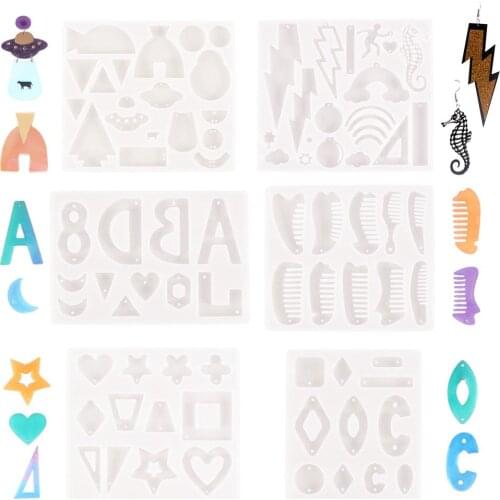 Geometric Silicone Mold Comb Earrings Letter Cloud Lightning Spaceship Ruler Pattern DIY Crafts Jewelry Pendant Earring Making