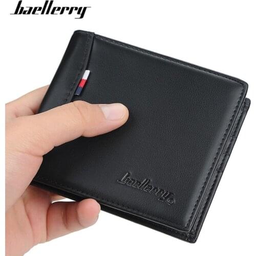 Baellerry Two Folding Male Wallet New Card Purse Multifunction Organ Short Wallets For Male Zipper Wallet With Coin Pocket Purse