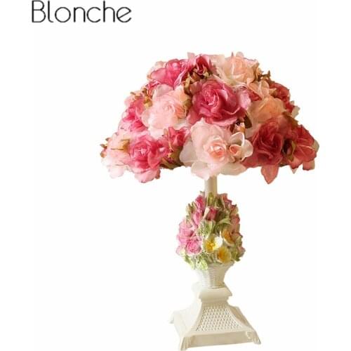 Modern Flower Table Lamp Bedroom Bedside Lamp Romantic Wedding Led Stand Desk Light Princess Girl Room Decor Lighting Fixtures
