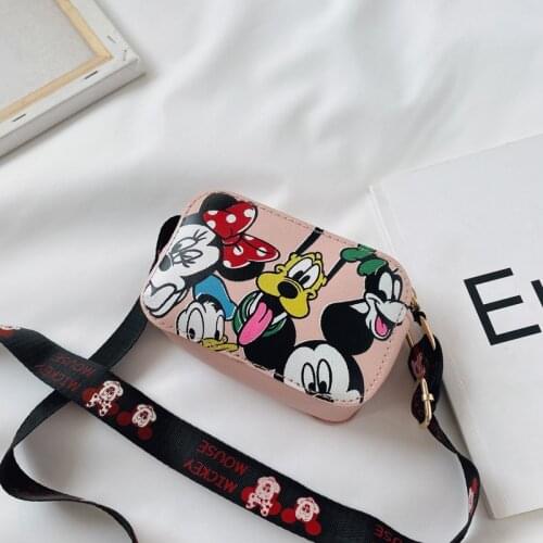 Disney Mickey Minnie PU Printed Bag Mini Shoulder Bag Cartoon Anime Baby Accessories Bag Girls Messenger Bag Disney Birthdaygift
