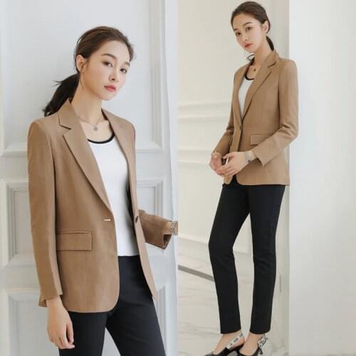 High quality Women Cotton Linen Suit Office Ladies Jacke Female Blazer Feminino Plus Size Formal Jacket Womens Blaser Ladies