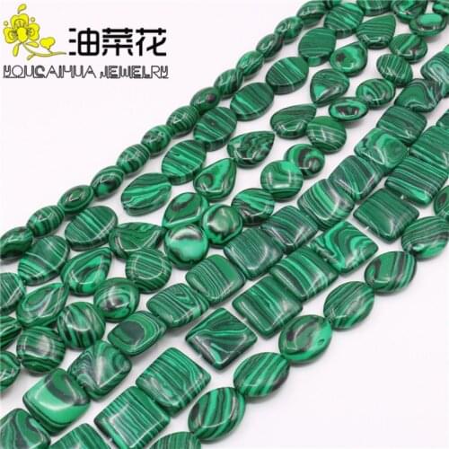 Green Round Oval Square Water Drop Twist Rice Malachite Loose Beads DIY 15inch Jewelry Making Accessory For Necklace Bracelet