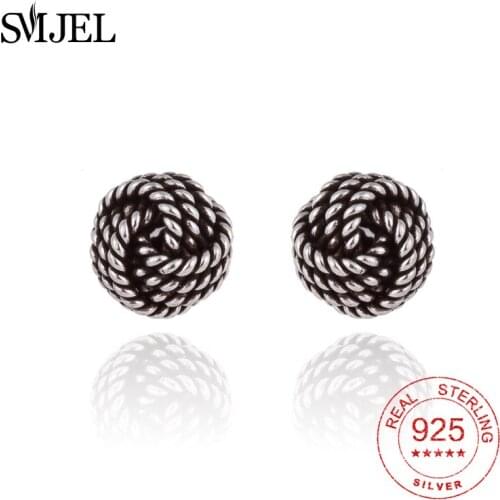 SMJEL 925 Sterling Silver Fashion Knot Earrings High Quality Love Weave knot Post Stud Earring Boucle D'oreille