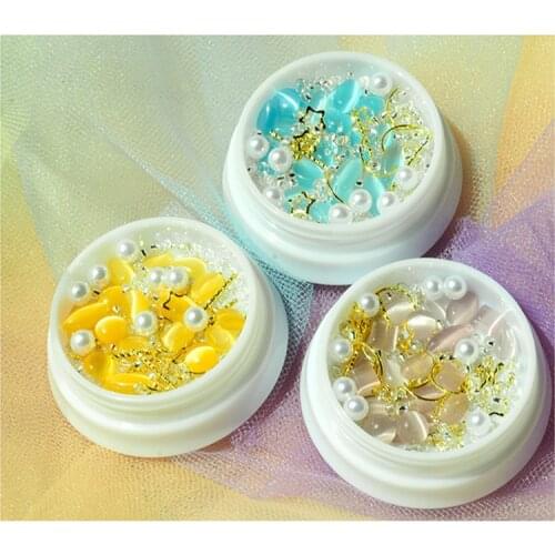 1 Box Nail Rhinestone Mixed Pearl Crystal Diamond Acrylic Metal Nail Studs Accessories For Nails 3D Decoration Gems